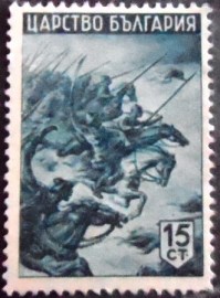 Selo postal da Bulgária de 1943 Cavalry Han Asparuh