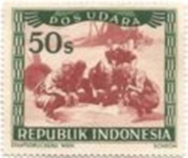Selo postal da Indonésia de 1948 Discussing pilots