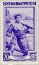 Selo postal da Itália de 1950 Fisherman