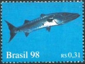 Selo postal do Brasil de 1998 Great Barracuda