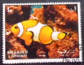Selo postal de Sharjah de 1972 Ocellaris Clownfish