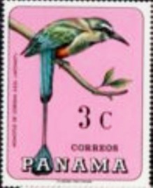 Selo postal do Panamá de 1967 Turquoise-browed Motmot
