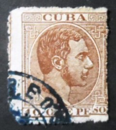 Selo postal de Cuba de 1884 King Alfonso XII 10