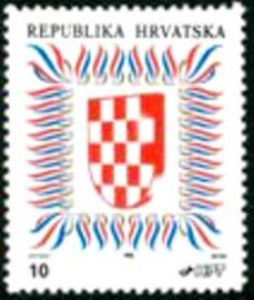 Selo postal da Croácia de 1992 Coat of Arms of Croatia