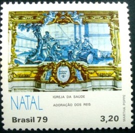 Selo postal do Brasil de 1979 Adoração dos Reis