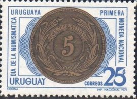 Selo postal do Uruguai de 1971 First uruguayan coin