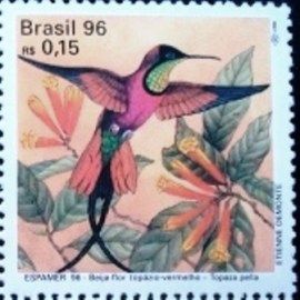 Selo postal do Brasil de 1996 Topázio-vermelho