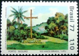 Selo postal do Brasil de 1977 Porto Seguro