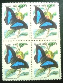 Quadra de selos postais do Brasil de 1986 Prepona eugenes diluta