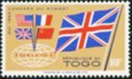Selo postal do Togo de 1960 British flag and flags of the 4 powers