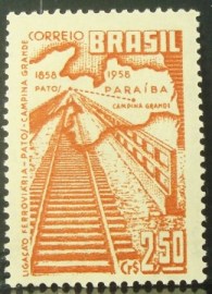 Selo postal de 1959 Ferrovia Patos-Campina Grande