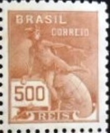 Selo postal do Brasil de 1931 Mercúrio e Globo 500 A N