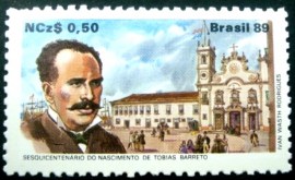 Selo postal do Brasil de 1989 Tobias Barreto N