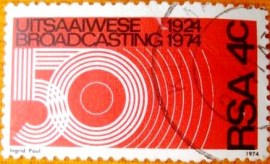 Selo postal da África do Sul de 1974 Anniversary of Broadcasting