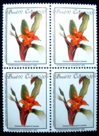 Quadra de selos postais do Brasil de 1992 Nidularium Innocenti