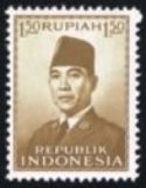 Selo postal da Indonésia de 1953 President Sukarno 1,50