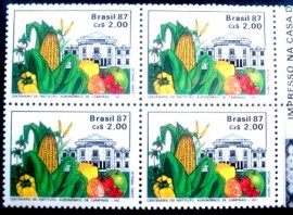 Quadra se selos postais do Brasil de 1987 Centenário do IAC