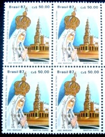 Quadra de selos postais do Brasil de 1987 N.S.Fátima