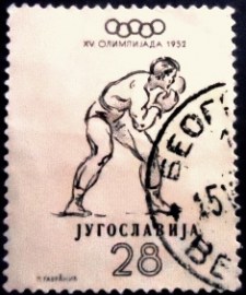 Selo postal da Iugoslávia de 1952 Boxing