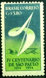 Selo postal do Brasil de 1953 400 anos de São Paulo 5,80