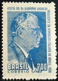 Selo postal do Brasil de 1958 Giovanni Gronchi
