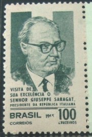 Selo postal do Brasil de 1965 Presidente Saragat