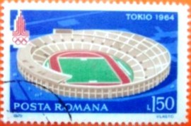 Selo postal da Romênia de 1979 Tokyo Stadium (1964)