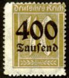 Selos postal da Alemanha de 1923 Surcharge 400T on 40pf