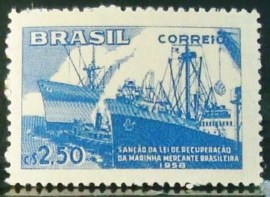 Selo postal do Brasil de 1958 Marinha Mercante