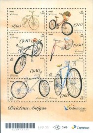 Bloco postal do Brasil de 2017 Bicicletas Antigas