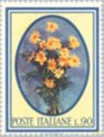 Selo postal da Itália de 1966 Daisies
