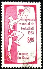 Selo postal do Brasil de 1963 Mundial de Basquete - C 488 U