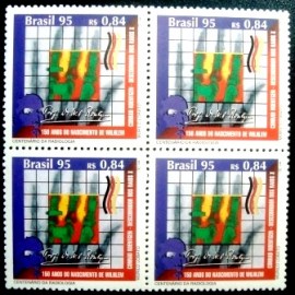Quadra de selos postais do Brasil de 1995 Wilhelm Conrad Roentgen