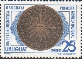 Selo postal do Uruguai de 1971 First uruguayan coin
