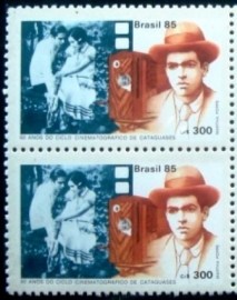 Par de selos postais de 1985 Cinema de Cataguases