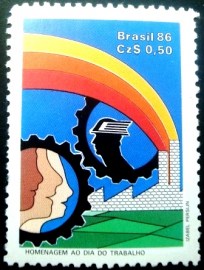 Selo postal do Brasil 1986 Dia do Trabalho