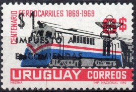 Selo postal do Uruguai de 1972 Railways Surcharge