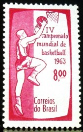 Selo postal do Brasil de 1963 Mundial de Basquete