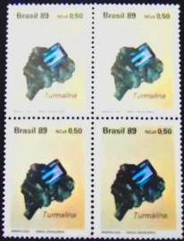 Quadra de selos postais do Brasil de 1989 Turmalina