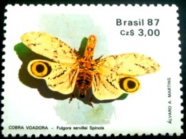 Selo postal do Brasil de 1987 Cobra Voadora