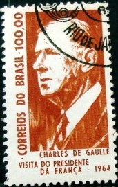 Selo postal do Brasil de 1964 Charles de Gaulle- C 518 N1D