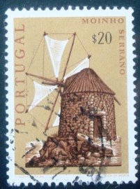 Selo postal de Portugal de 1971 Mountain Windmill