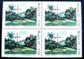 Quadra de selos postais do Brasil de 1977 Porto Seguro 1,10