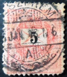 Selo postal da Hungria de 1890 Letter with the value numerals 5