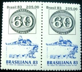 Par de selos postais de 1983 Olho de boi 60