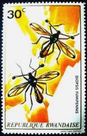 Selo postal de Ruanda de 1973 Stalk-eyed Fly