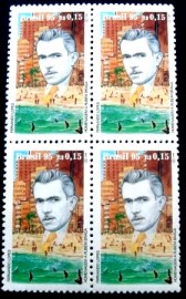 Quadra de selos postais do Brasil de 1995 Rubem Braga - C 1974 M