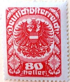 Selo postal da Áustria de 1920 Coat of arms 80