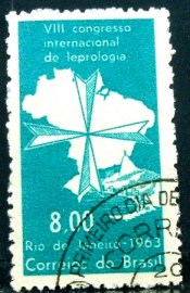 Selo postal do Brasil de 1963 Leprologia