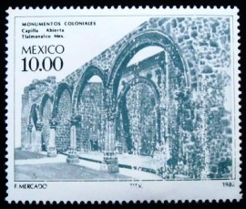 Selo postal do México sw 1982 Open Tlalmanalco Chapel